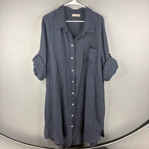 Talia Benson Linen Button-front Shirtdress Lagenlook